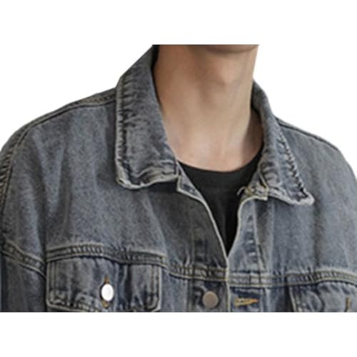 Mens Blue Trend Outwear Denim Jacket Long Sleeve Jean Jacket for Men Stretchy Classic Fit Jean Coat4