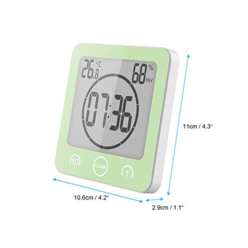 Shower Clock Waterproof Wall Clock Bathroom Clock Sunsbell Shower Cock Digital Temperature Humidity Display With Suction Cup, Touch Screen Timer For Kitchen Bathroom #TOP6