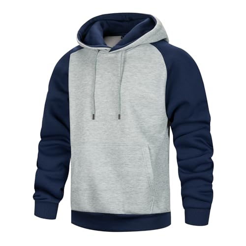 Men's Hoodie Novelty Color Block Pullover Hooded Collar Drawstring Hoodies Sweatshirt with Pocket