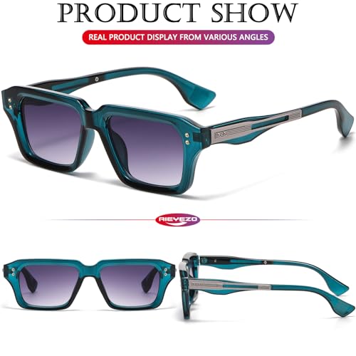 Image of AIEYEZO Rectangle Sunglasses for Men Women Fashion Square Frame Sun Glasses 90's Retro Designer Shades