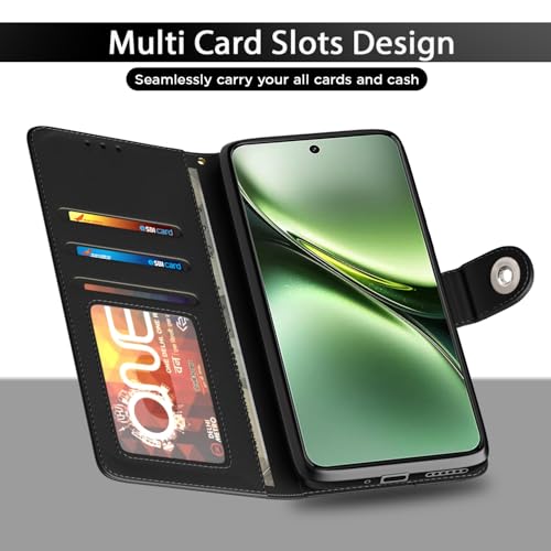 Image of Pikkme Flip Cover Leather Finish | Inside TPU with Card Pockets | Wallet Stand and Shock Proof | Complete Protection Button Flip Case for Vivo X200 5G(Black)