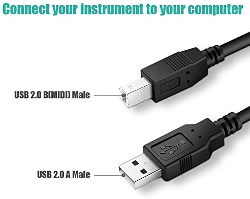 Ancable 2M USB B MIDI Cable for Instruments, Compatible with Piano, Midi Controller, Midi Keyboard, Audio Interface Recording, USB Microphone and More