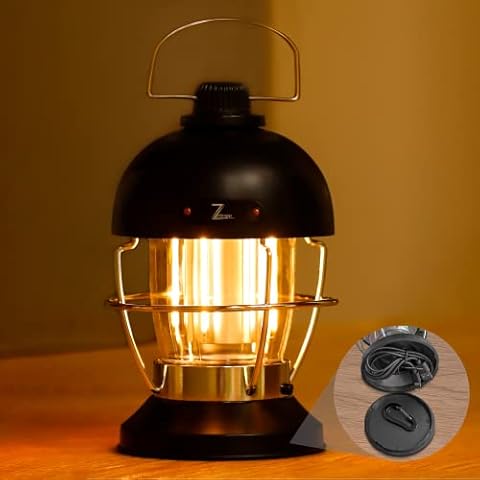 5000mAh Aufladbar LED Campinglampe, Retro Campinglaterne Akku Cover