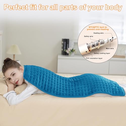 Image of Heating Pad,Electric Heating Pads,Heating Pad for Back,Blue,40x20 Inch