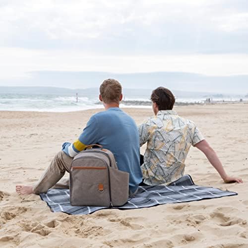 Greenfield Collection 2 Person Deluxe Insulated Backpack Cooler Lunch Bag - Picnic Bag with Cutlery/ Picnic Set and Picnic Blanket; Perfect Cool Bag Rucksack for Camping/BBQ/Hiking - Grey