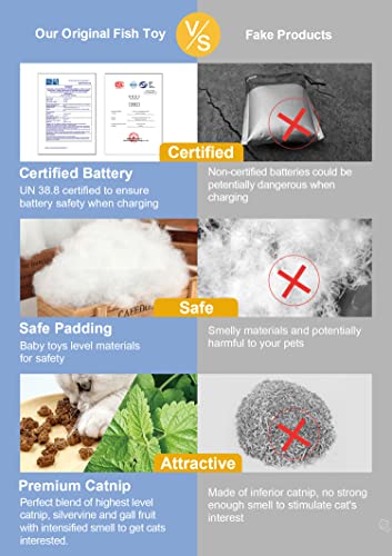 Potaroma Cat Toys Flopping Fish with SilverVine and Catnip, 2022 Upgraded, Moving Cat Kicker, Floppy Wiggle Fish for… - Image 6