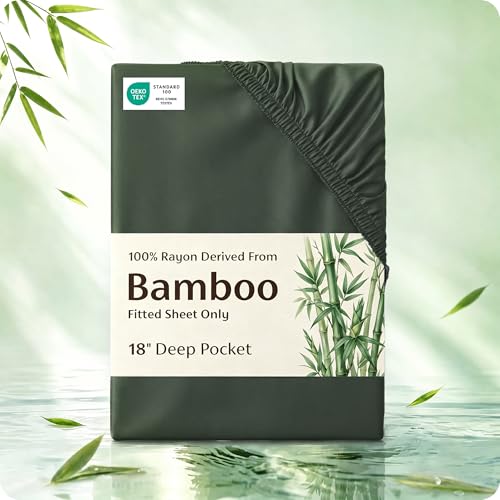 Image of Bedsure PureWoven Full Size Fitted Sheet, 100% Rayon Derived from Bamboo
