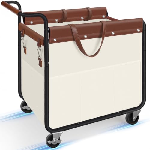 Image of Kayfia 180L Rolling Laundry Hamper, Laundry Basket with Wheels, Beige