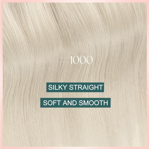 Image of Easyouth Invisible Wire Hair Extensions Blonde Wire Hair Extensions Human Hair White Blonde Easy to Put on Fish Line Hair Extension Real Human Hair for Short Straight Hair 12 Inch 70g