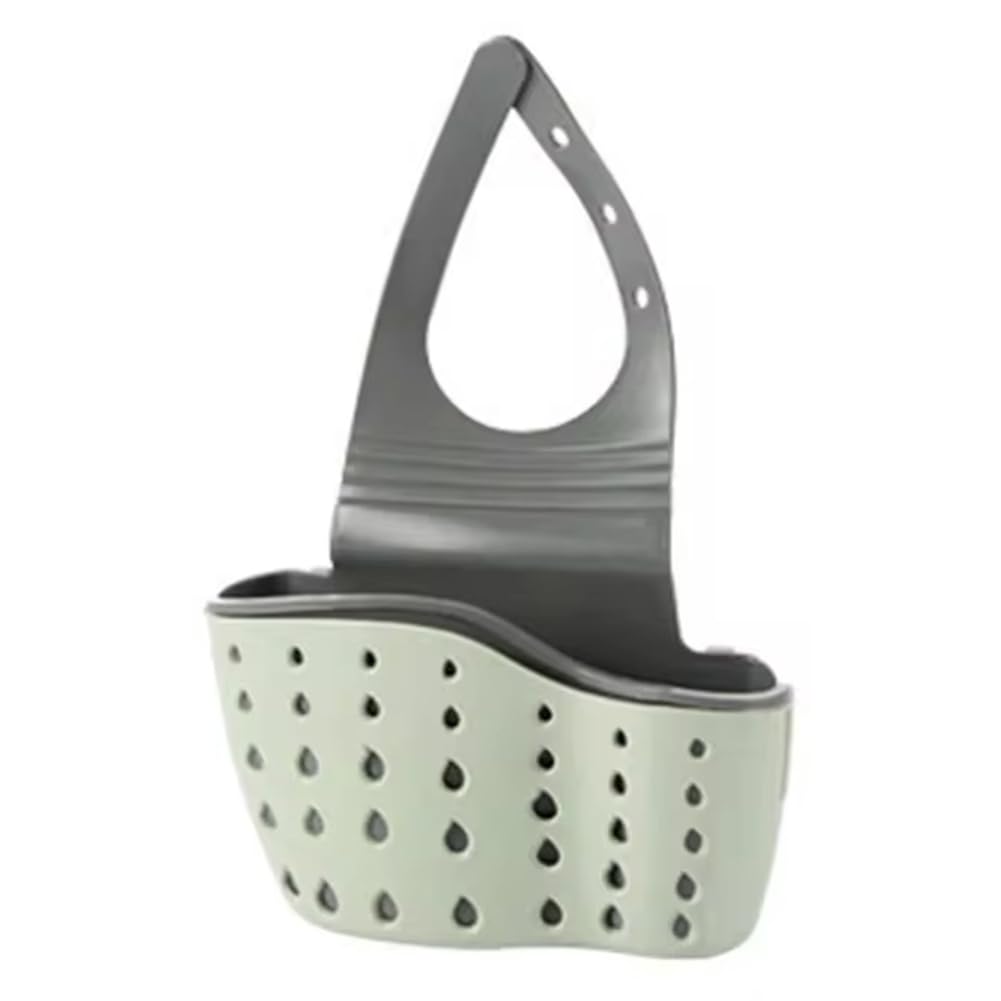 CTRLZS Household Storage Basket Kitchen Sink Shelf Adjustable Soap Sponge Hanging Basket Green