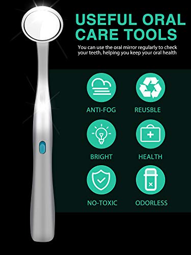 Nuanchu NUANCHU-489 6 Pieces Dental Mirrors With Light Teeth Inspection Led Mirror Anti-Fog Teeth Mouth Dental Mirror Curved Dental Mirror thumb #5