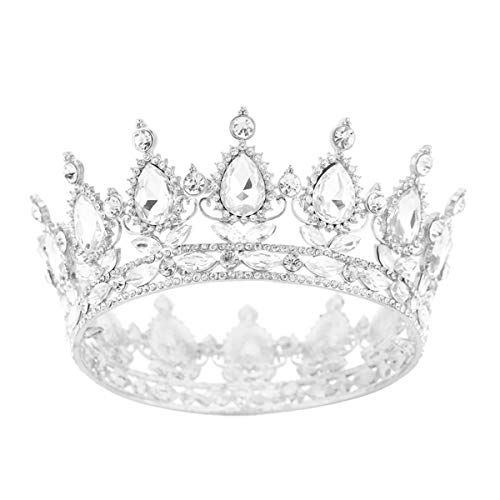 Tiara plateada de novia corona de desfile con diamantes imitación para bodas