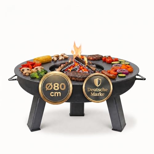 SOUK ONE Plancha Ø 80 cm Feuerring Feuerplatte Grillring für...
