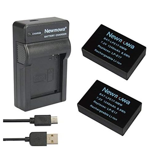 Newmowa ersättnings LP-E17 batteri (2-pack) och bärbart mikro-USB-laddarsats för Canon LP-E17 Canon EOS M3 M5 M6 200D 250D 750D 760D 800D Rebel T6i T6s 8000D 9000D Kiss X8i Kiss X9 Rebel SL3