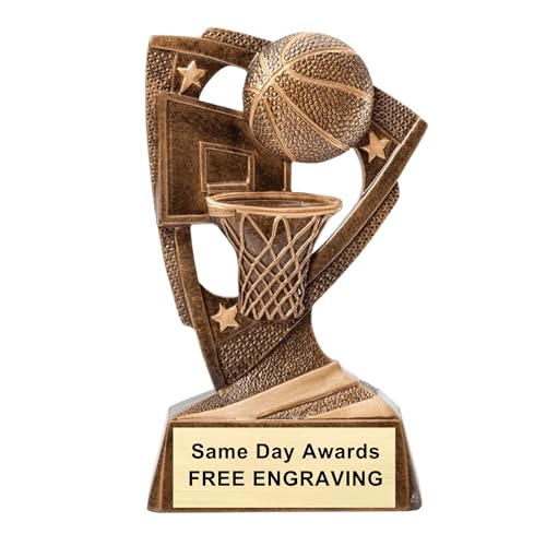 Same Day Awards Delta Sport Trophy – 6.25 Inch Resin Award with Custom Engraving – Classic Bronze Finish Recognition Award for Kids, Teams, Coaches, and Competitions (Basketball)