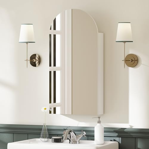 HOMCOM Bathroom Mirror Cabinet Wall Mounted, Modern Bathroom Wall Cabinet with Frameless Arch Mirror and Adjustable Glass Shelves, 40 x 12 x 80 cm, White - Cosy Home Interiors HOMCOM Bathroom Mirror Cabinet Wall Mounted, Modern Bathroom Wall Cabinet with Frameless Arch Mirror and Adjustable Glass Shelves, 40 x 12 x 80 cm, White - Image 8