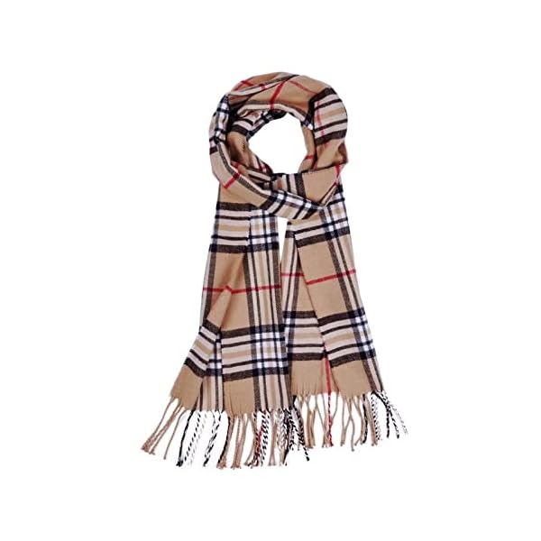 AUSEKALY Scarf For Men Women Cashmere Neck Scarf Plaid Winter Scarf Fall Softest Classic Warm, Camel,black, Medium