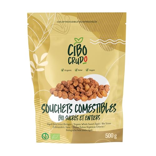 Souchet Entier Bio Décortiqué - 500g. Chufa Amande de Terre our Tiger Nuts. Sans Gluten et Cru. Tubercules Naturels et sans Pelure