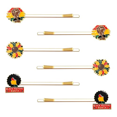 6 pares de pinzas para el cabello Juneteenth para mujeres con diseños Afroamericanos en esmalte negro miniatura 5