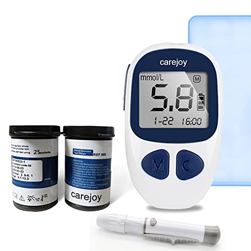 Blutzuckermessgerät Elektronisches Glukometer Blood Glucose Monitor Digitales Handmessgerät für Diabetes mit 50 Teststreifen und 50 Lanzetten Cover