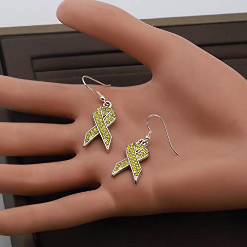CHOORO Yellow Awareness Ribbon Charm Earrings Cancer Awareness Jewelry Gift for Endometriosis/Bladder Cancer/Suicide Prevention/Bone Cancer4