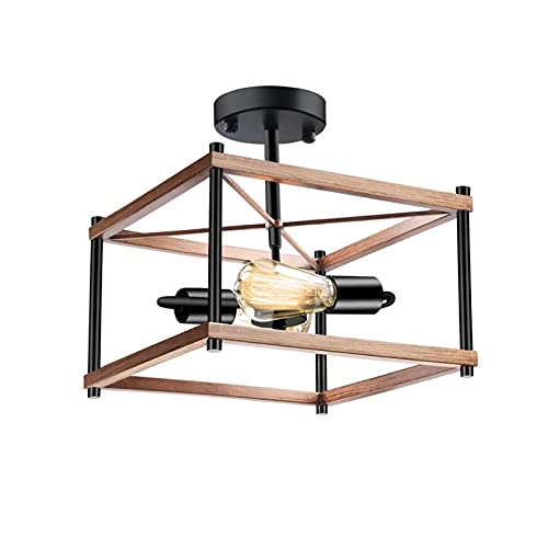 Plafonniers vintage en fer en finition bois noyer style loft de luxe