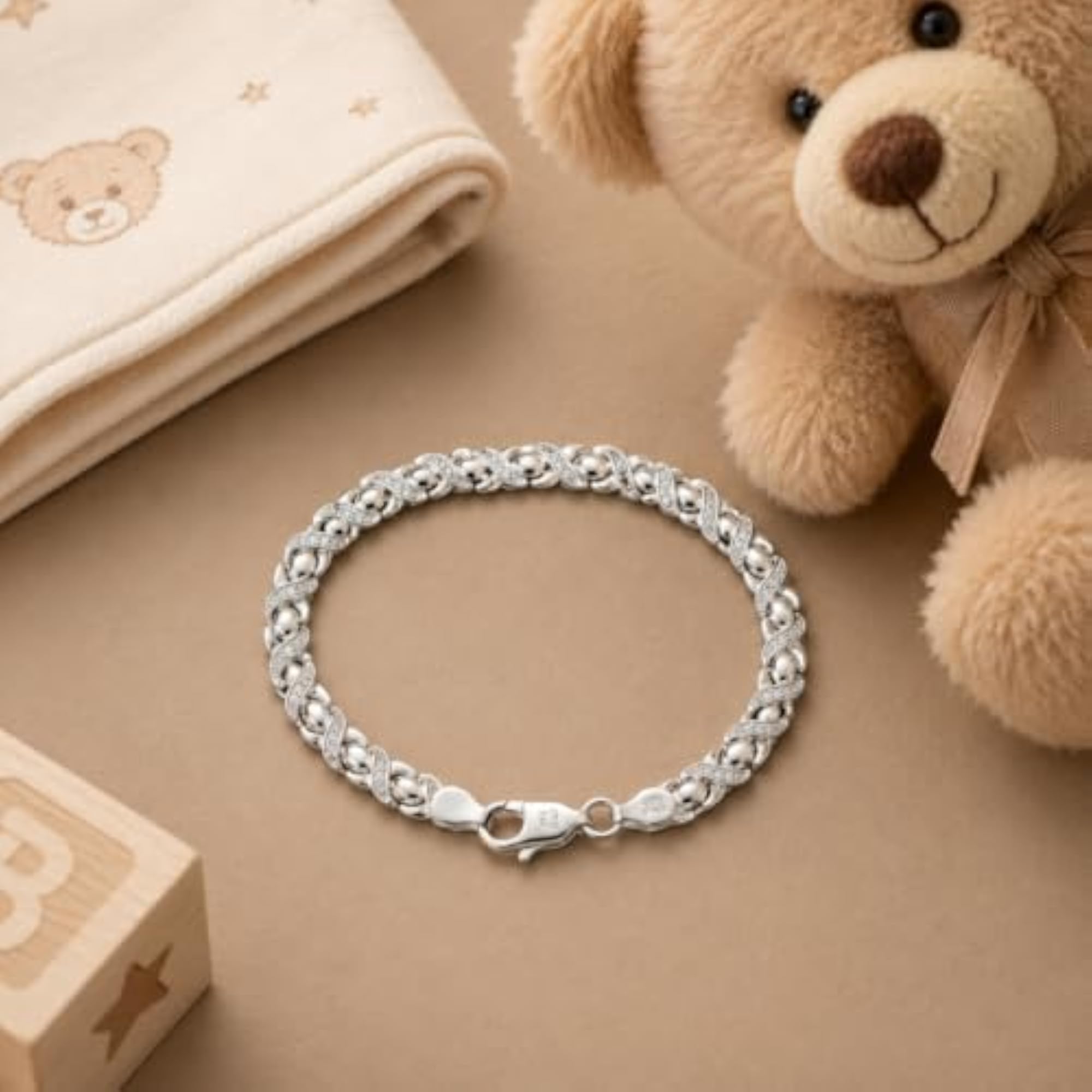 925 Sterling Infinity Link Wristlet Bracelet for Kids
