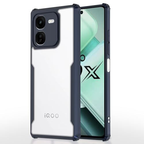 Image of Pikkme IQOO Z9x 5G Back Cover | Crystal Clear Transparent Back | Ultra Hyrbid | Full Camera Protection | Raised Edge | Bumper Back Case (Blue)