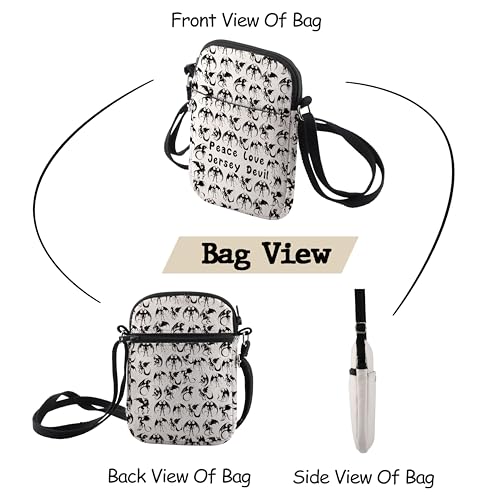 MNIGIU Cryptozoology Gift Peace Love Jersey Devil Cryptid Crossbody Bag Funny Jersey Devil Gift Jersey Devil Monster Handbag4