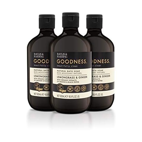 Baylis & Harding Goodness Lemongrass & Ginger Bath Soak, 500 ml (Pack of 3) - Vegan Friendly Cover
