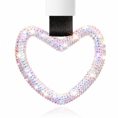Image of Fabbay Bling Car Accessories Bling Heart Handle Ring Car Accessory for Women Hearts Hand Strap Drift Charm Rear Bumper Warning Ring Decor for Auto Interior Exterior Decoration(Colorful,Heart Style)