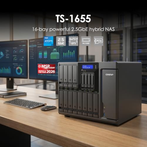 Image of QNAP TS-1655-8G-US 16 Bay Hybrid NAS | Intel 8-core processor, Dual 2.5GbE, High performance and high-capacity, Long-term availability