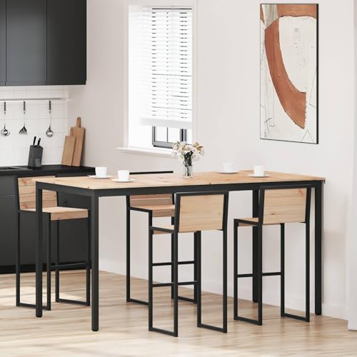 Table de bar en pin massif 110x55x105 cm avec piétement métal stable