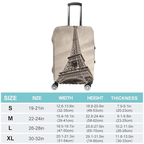 Eiffel Tower Pattern Luggage Cover, Elastic Luggage Protector Fits 19-32in Suitcases, Washable & Anti-Scratch Suitcase Cover for Men Women S2