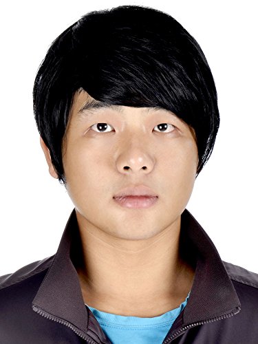 Simplicity Men's Natural Short Straight Black Cosplay Hair Wigs with free cap