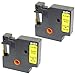 Produktbild 2x Schriftband-Kassetten 40918 S0720730 schwarz auf gelb 9mm x 7m kompatibel für LabelManager LM 160 210D 220P 260P 280 360D 420P 450D 500TS PnP MobileLabeler LabelPoint LabelWriter LW 450 Duo