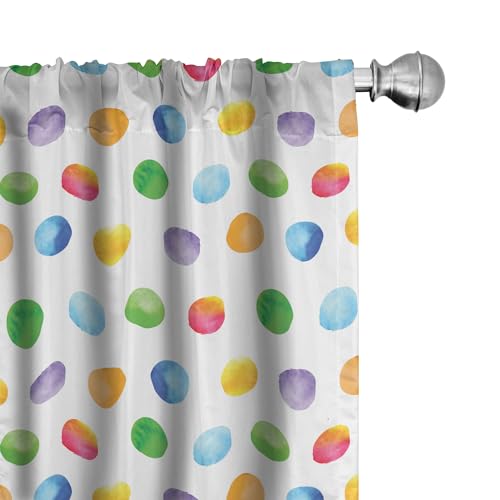 Ambesonne MICP_50057_56X84 Watercolor Window Curtains, Abstract Brush Stroke Polka Dots Grunge Geometric Pattern Spotted Background, Lightweight Decor 2-Panel Set cover