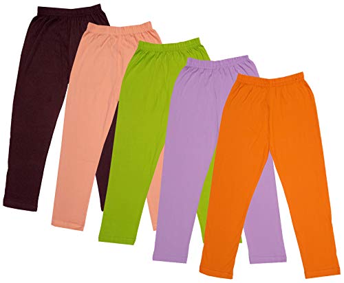 Image of IndiWeaves Girl's Regular Fit Cotton Capri Pants (71800-196197198199204-IW-P5-26 Orange, Purple, Green, Peach, Brown 6 Years-7 Years)