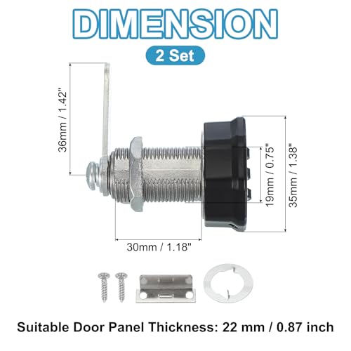 PATIKIL Combination Cam Lock 2 Pcs Zinc Alloy Keyless 3-Digit Password File Cabinet Lock 1-3/16" Cylinder Chrome Finish Security Lock with Screw for Drawer Cupboard Black - Image 2