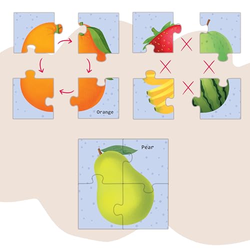 Image of THE BOOK TREE Bright Brain Fruits 48 Piece Paper Jigsaw Puzzle for Preschoolers, Educational Toy for Learning Fruits, Gifts for Kids Ages 3 to 6 By Majestic Book Club,Multicolor