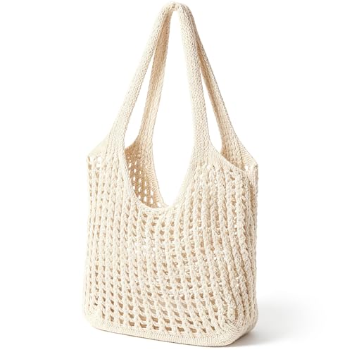 Image of Crochet Tote Beach Bags for Women Mesh Knit Boho Hobo Shoulder Bag
