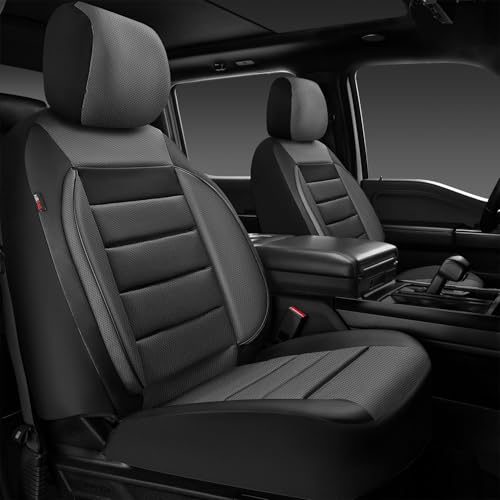 Image of CAR PASS Car Seat Covers Front Seats Only, Universal Fit Automotive Interior Waterproof 3D Foam Back Support Car Seat Covers for Trucks Vans and SUVs Airbag compatible 2 Pieces black gray grey