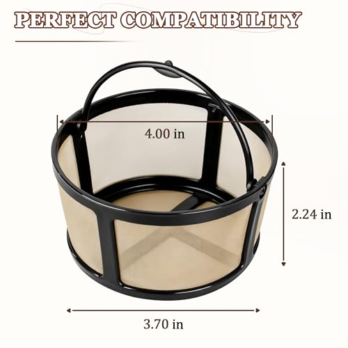 Image of Reusable Coffee Filter Basket for K-Duo - Compatible with Hot & Iced (Gen 2), Essentials & Brewers - Permanent Gold Mesh Carafe Basket for Ground Coffee