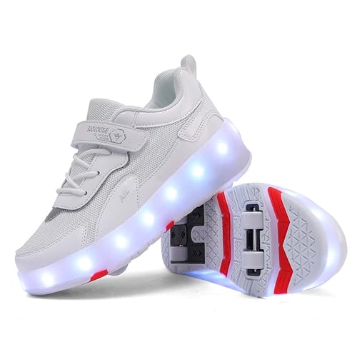 Kids Roller Skating Shoes Casual Walking Shoes Boys Shoes LED Colorful Luminous Shoes USB Charging Detachable Pulleys Suitable for Beginners in roller Skating Sports