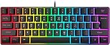 Teclado para videojuegos en formato 60 %. Este teclado para juegos de 60 % es muy pequeño y fácil de transportar. El diseño compacto con el borde de 61 teclas ahorra más espacio en tu escritorio.