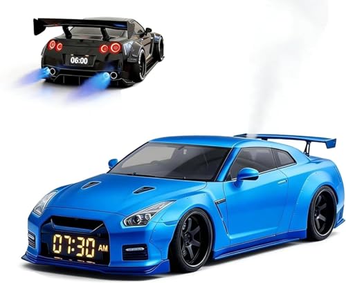 Image of Hypercar Alarm Clock- Realistic Engine and Light Effects, Sports Car Desk Clock with Realistic Engine Sound & Light Effects, Race Cars Style Digital Alarm Clockd for Home Decor (Blue)