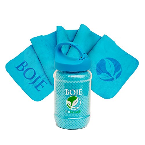 BOJE Cooling Chill Towel - Innovative Material Cools As Moisture Evaporates! Available in Blue, Lime Green or Pink Clip CAPIncludes Bonus e-Book Package!!