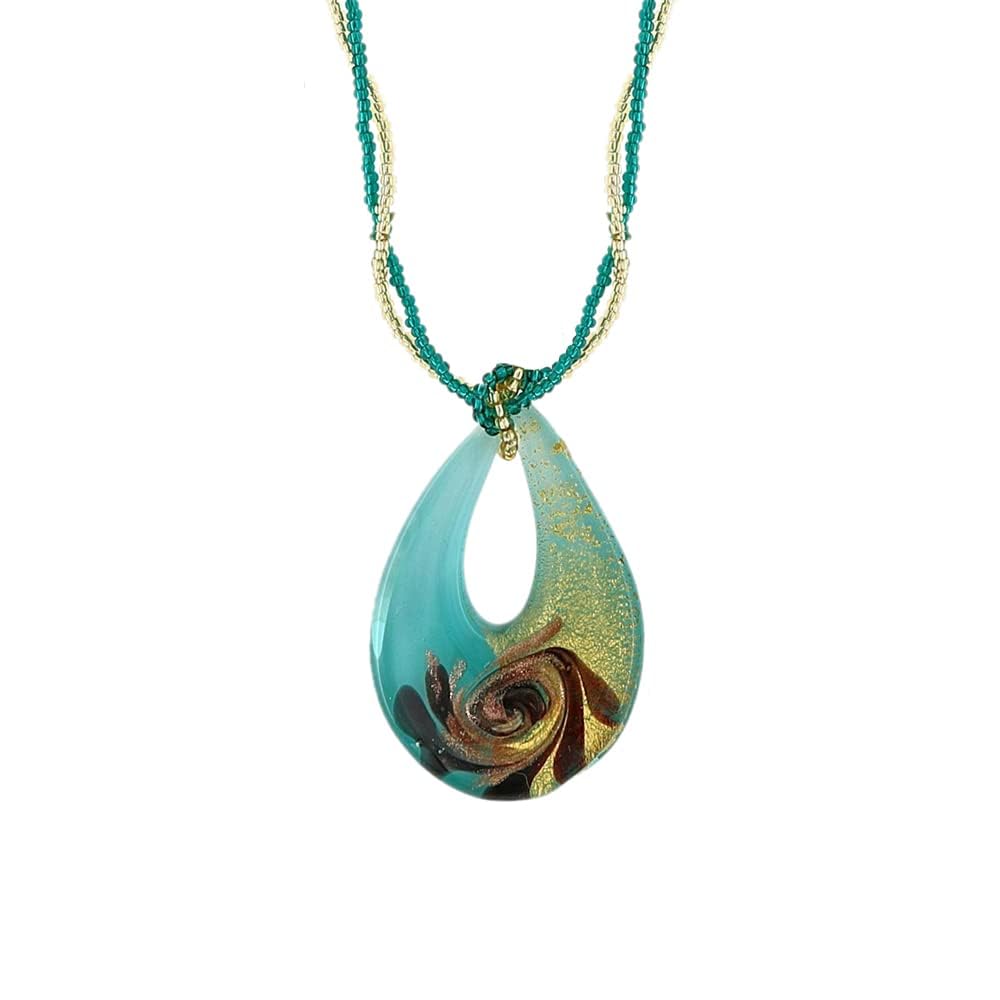 Venetiaurum - Collar para Mujer con Colgante Gota en Cristal de Murano Original y Plata 925 - Joya Made in Italy Certificada