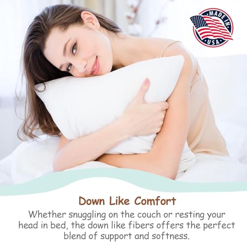 Image of Pillowflex Synthetic Down Pillow Insert 14x28 in - Karate Chop Pillow | Large Rectangle Sham Form, Plush Polyester Cotton Blend, Cloud-Like Comfort, Clump-Resistant Fill, Smooth Elegant Finish