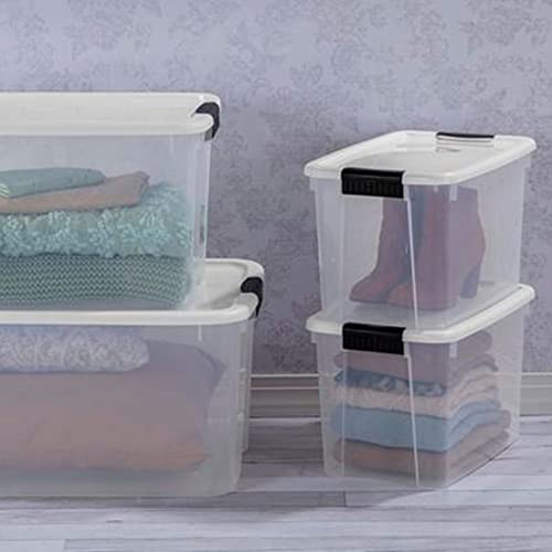 Image of Sterilite 18-Pack Ultra Latching Box, Storage Bins with Lids, Clear Plastic, 30 Quart - Heavy-Duty Organizing Containers for Closet, Bathroom, and Office